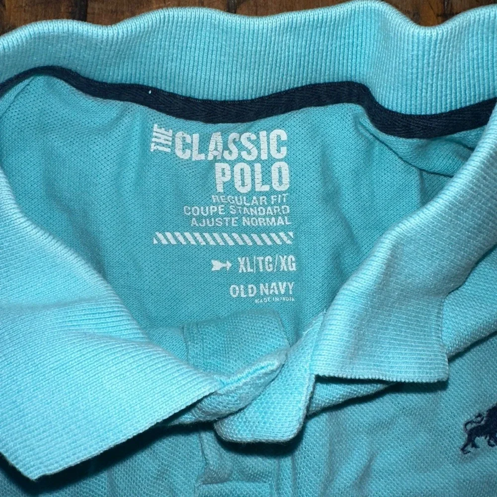Old Navy Polo Shirt‎ Boys XL Blue Regular Fit Short Sleeve Logo Golf Performance